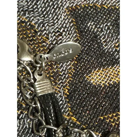 Chico’s faux leather corded silver geometric necklace - Picture 3 of 3